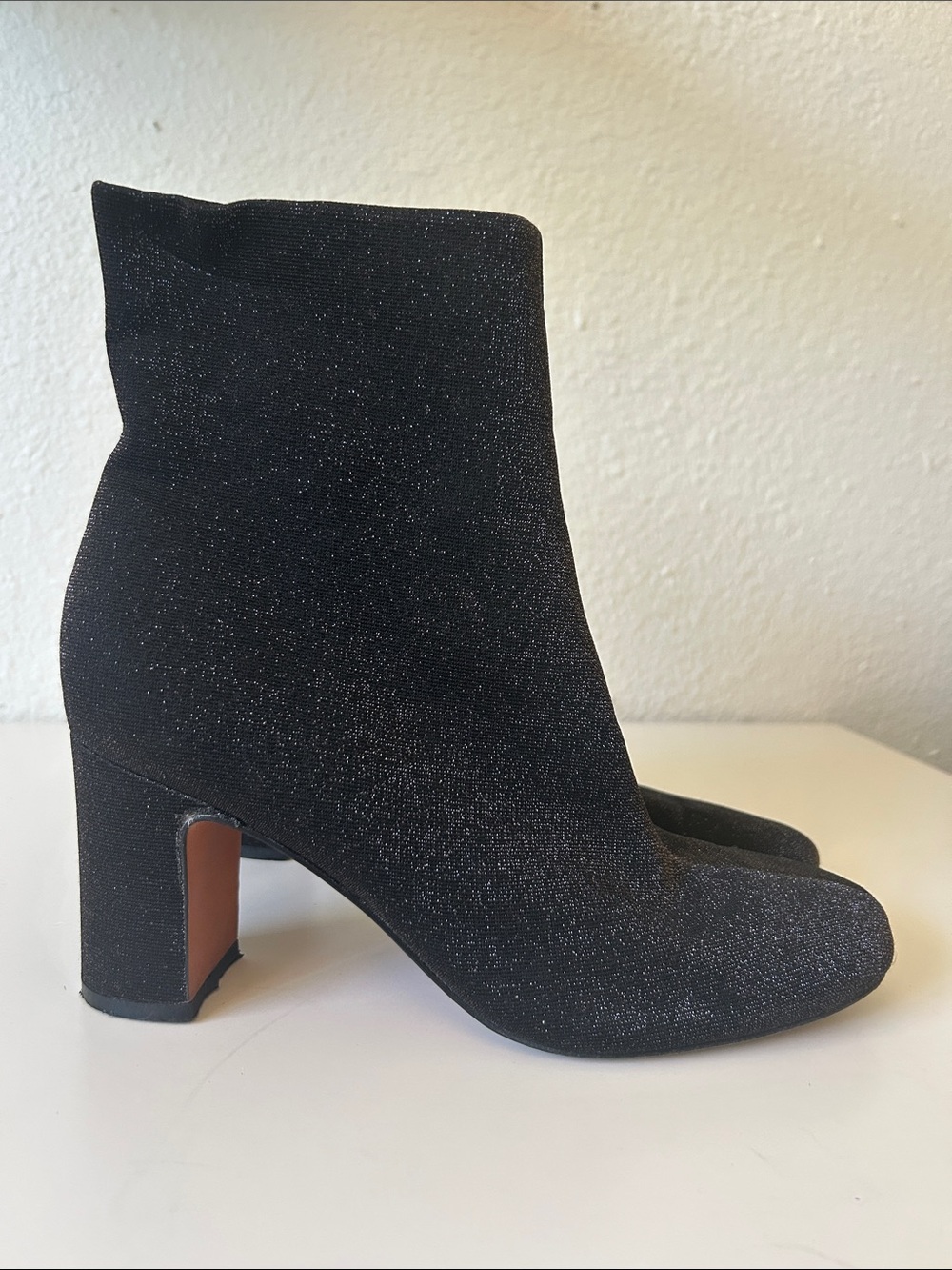 Marc Fisher Black Sparkle Gemi Mid Heel Booties